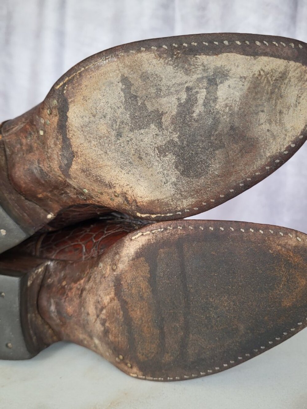 Masters Pre-Ban Vintage Turtle Western Cowboy Boots Brown Men's Size 8 - Picture 15 of 16